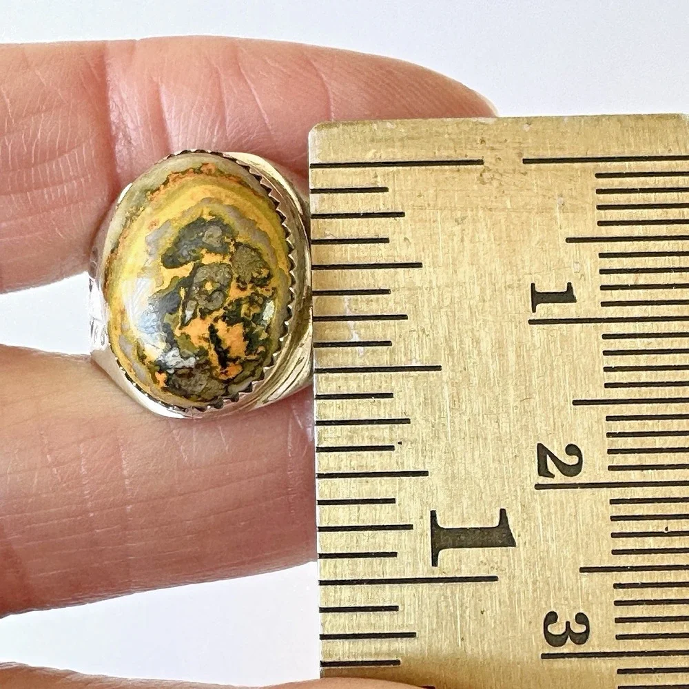 Navajo Bumblebee Jasper Mens Ring Sz 9.5 Annie Lincoln Sterling Handmade Band